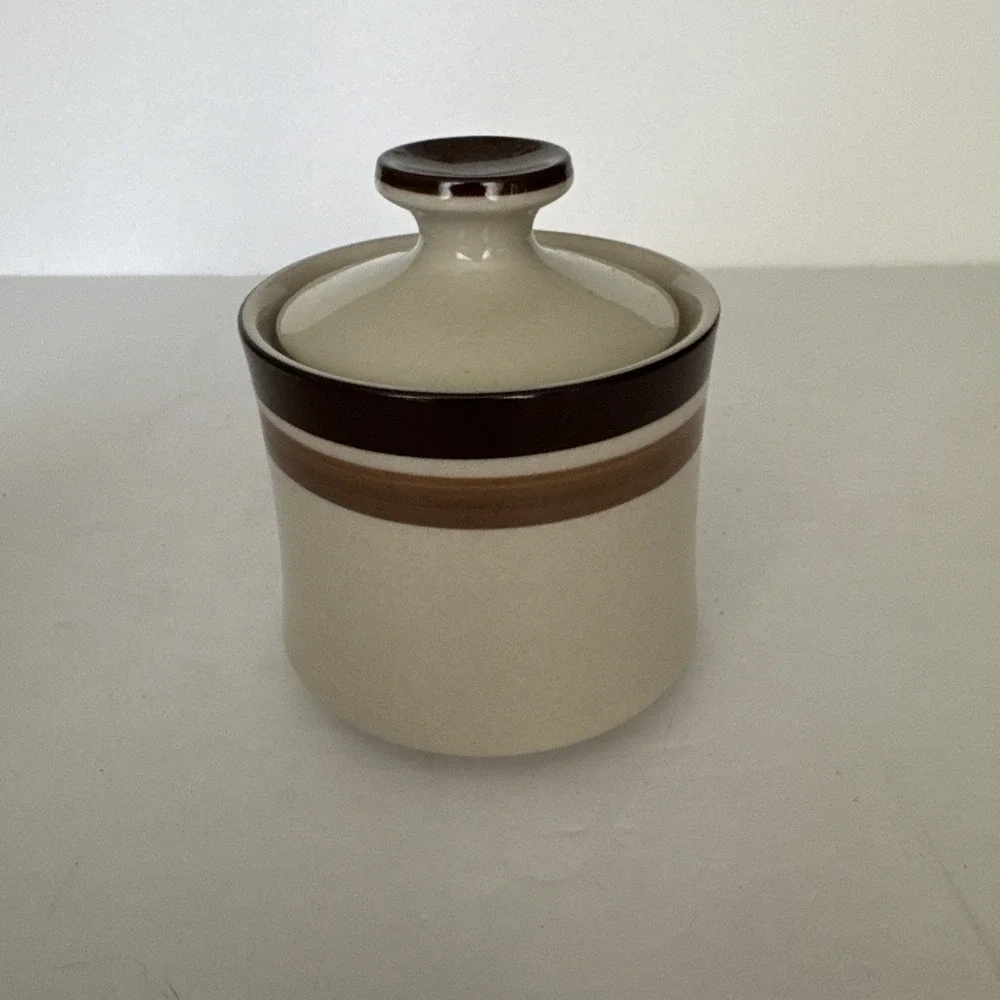 Trend‎ Choc Creamer & Sugar Bowl with Lid Stone Ware Japan 3 Piece Set Vintage